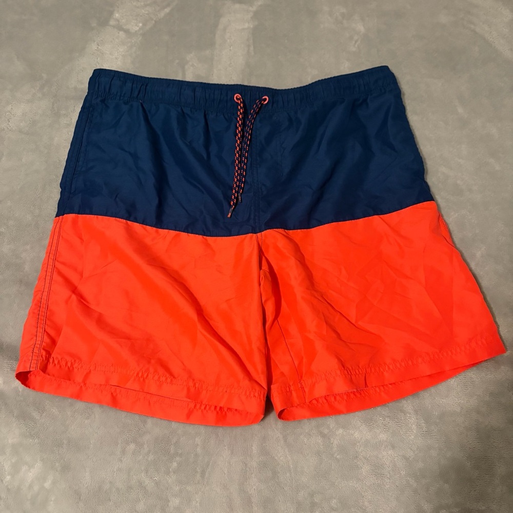 Men's Two-Tone Swim Shorts - Navy and Orange